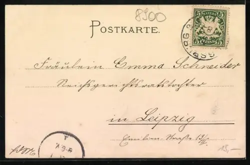 Lithographie Augsburg, Blick auf das Diakonissenhaus