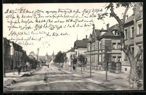 AK Ansbach / Bayern, Neuer Weg mit Wohnhäusern & Passanten