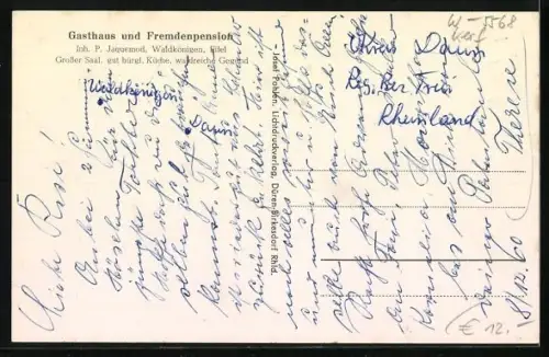 AK Waldkönigen, Gasthaus und Pension Jaquemod, Ortsansicht