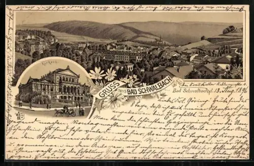 Lithographie Bad Schwalbach, Kurhaus, Teilansicht