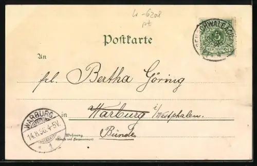 Lithographie Bad Schwalbach, Kurhaus, Teilansicht