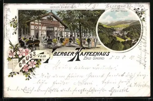 Lithographie Bad Grund, Gasthaus Iberger Kaffeehaus