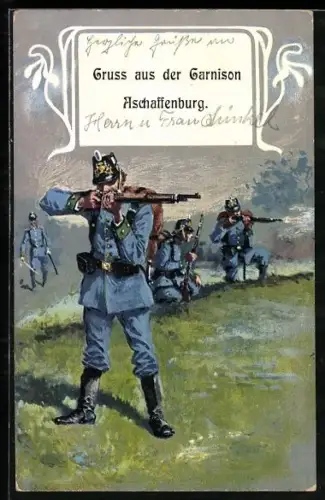 AK Aschaffenburg, Soldaten mit Gewehr