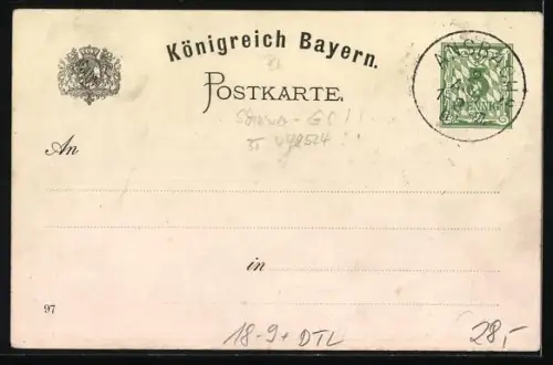 Lithographie Ansbach / Bayern, X. Bayer. Turnfest 1897, Turner, Turnhalle u. Promenade, Ganzsache Bayern