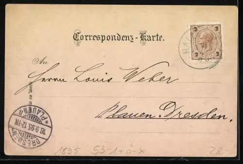 Vorläufer-Lithographie Hallstatt, 1895, Gosaumühle, Waldbachstrub und Ortsansicht