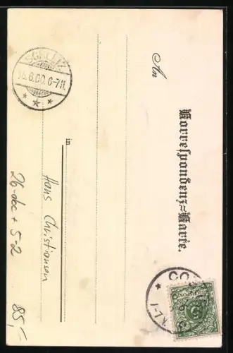 Künstler-AK sign. Hans Christiansen: Elegante Dame mit Pelz steht vor ihrem Spiegel, Jugendstil