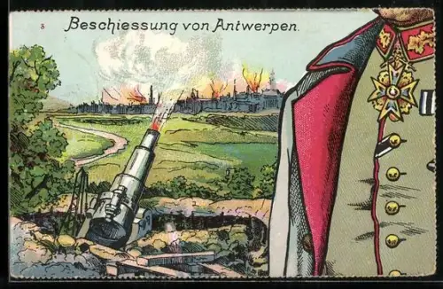 Puzzle-AK 10 Karten, Paul von Hindenburg mit Schlachtszenen aus Warschau, Czenstochau, Soldau, Antwerpen und Lüttich