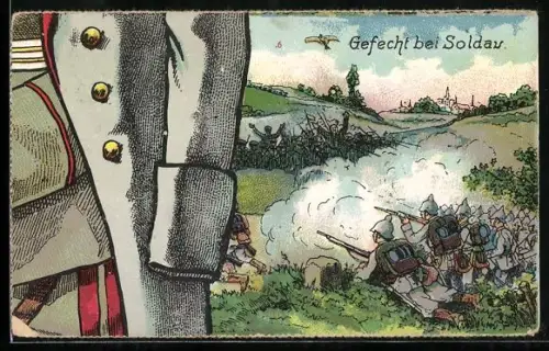 Puzzle-AK 10 Karten, Paul von Hindenburg mit Schlachtszenen aus Warschau, Czenstochau, Soldau, Antwerpen und Lüttich