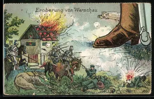 Puzzle-AK 10 Karten, Paul von Hindenburg mit Schlachtszenen aus Warschau, Czenstochau, Soldau, Antwerpen und Lüttich