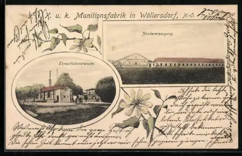 AK Wöllersdorf /N.-Ö., K.u.k. Munitionsfabrik, Ekrasitlaboratorium und Zündererzeugung