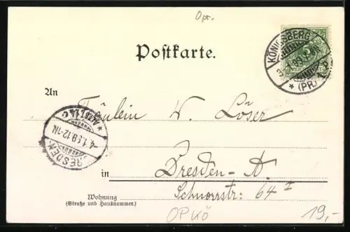 Lithographie Königsberg, Börse, Kgl. Universität