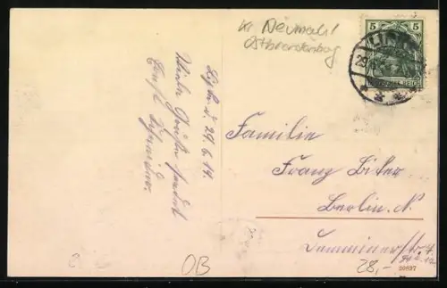 AK Lipke, Totalansicht, Hotel zur Post und Partie in der Kirchstrasse