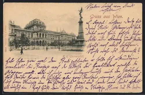 AK Wien, K. k. Universität mit Denkmal