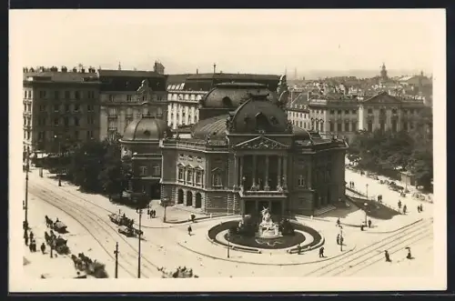 AK Wien, Deutsches Volkstheater mit Strassenpartie