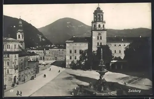 AK Salzburg, Strassenpartie mit Rathaus