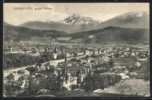 AK Innsbruck, Strassenpartie mit Kirche