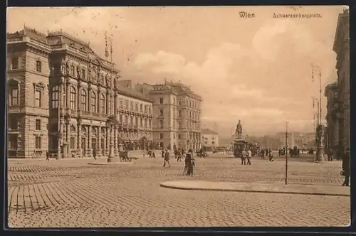 AK Wien, Schwarzenbergplatz mit Strassenbahn