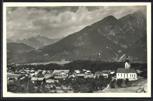 AK Oberperfuss in Tirol, Teilansicht mit Kirche