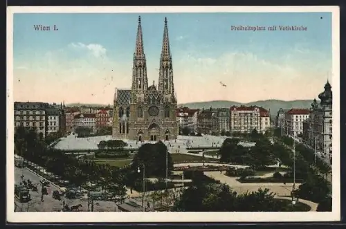 AK Wien, Freiheitsplatz mit Votivkirche