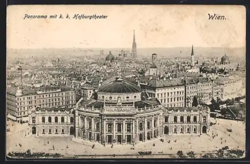 AK Wien, Panorama mit k. k. Hofburgtheater
