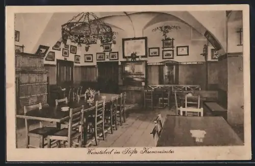 AK Kremsmünster, Innenansicht Weinstüberl im Stifte