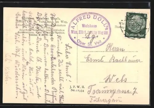 AK Ober St. Veit /Wien, Alfred Doll`s Weinhaus und Restaurant