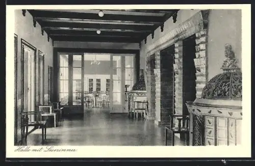 AK Weyer, Halle mit Lesezimmer in der Kuranstalt d. Versicherungskasse f. Kaufmännische Angestellte in Wien