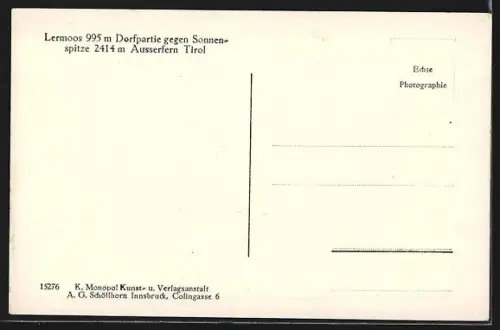 AK Lermoos, Dorfpartie mit Sonnenspitze