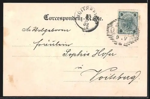 AK Leoben, Franz Josef-Strasse mit Passanten