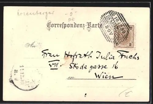 Lithographie Semmering, Ruine Klamm, Maria Schutz