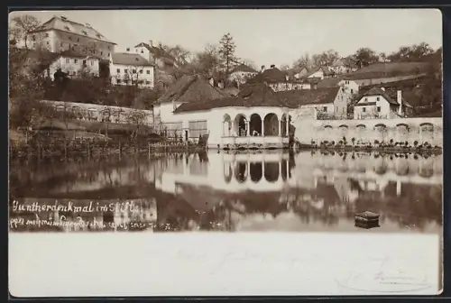 AK Kremsmünster, Guntherteich mit Denkmal