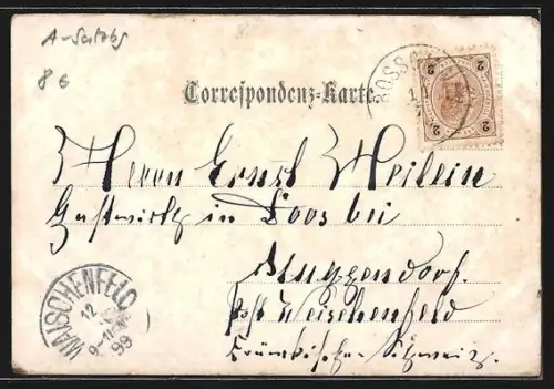 AK Grossgmain, Ortspartie mit Platz und Kirchturm