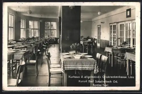 AK Bad Schallerbach /Od., Kurhaus d. allgemeinen Ortskrankenkasse Linz, Speisesaal