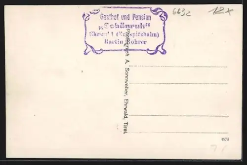 AK Ehrwald in Tirol, Gasthaus u. Pension Schönruh M. Rohrer mit Bergpanorama