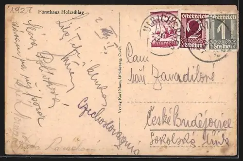 AK Schwarzenberg am Böhmerwald, am Forsthaus Holzschlag