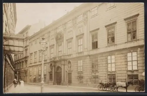 AK Wien, Palais Schönborn, Renngasse, mit Droschke