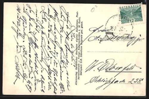 AK Gallspach, Zeileis-Institut mit Gratenanlage und Portrait Dr. Fritz Zeileis