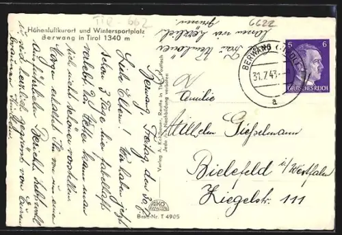 AK Berwang in Tirol, Alpenhotel Kreutz, Gastraum