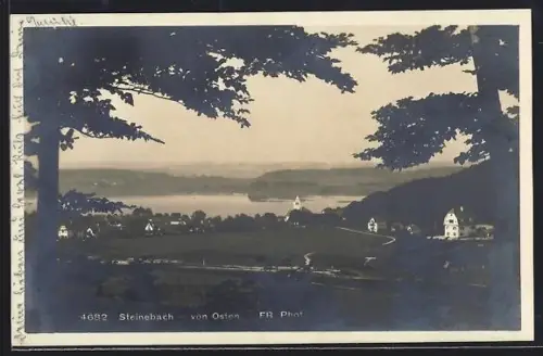 AK Steinebach / Wessling, Ansicht von Osten, See, Kirche, Wohnhäuser