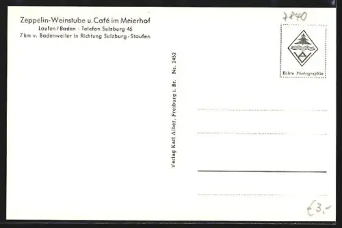 AK Laufen /Baden, Zeppelin-Weinstube und Café im Meierhof
