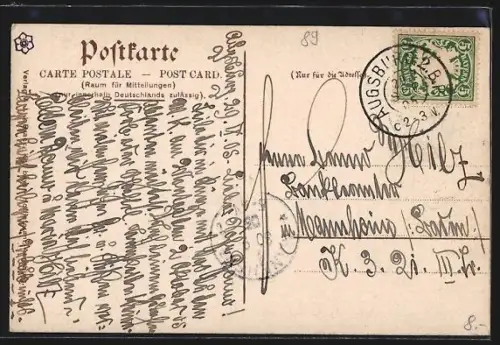 AK Augsburg, Turamichele-Brunnen, Menschenmenge zum St. Michaelstag