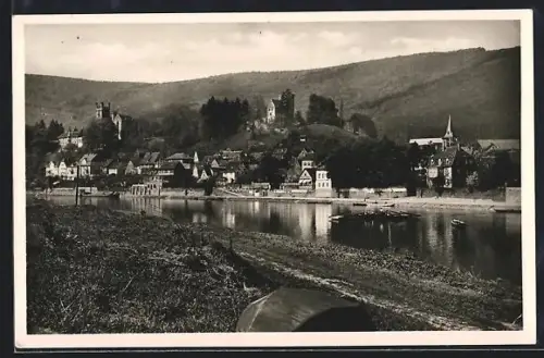 AK Neckarsteinach, Hotel- und Terrassen-Restaurant Zur Harfe, Inh. Otto Lambert, Stadtansicht