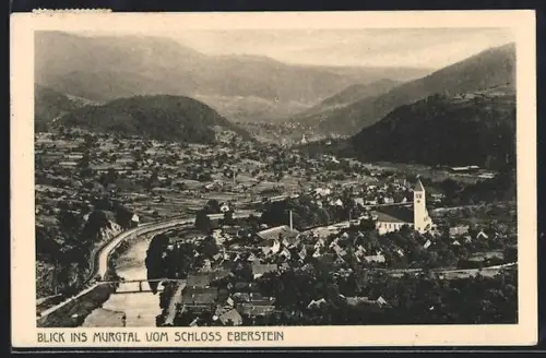 AK Gernsbach, Blick ins Murgtal vom Schloss Eberstein