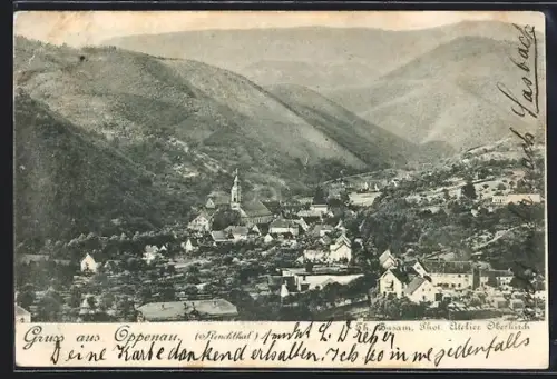 AK Oppenau, Gesamtansicht, St. Johann, Hotel Adler, Oberkirch
