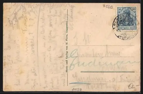 AK Gaggenau /Murgtal, Gesamtansicht der Stadt mit Fluss und Industriegebäuden