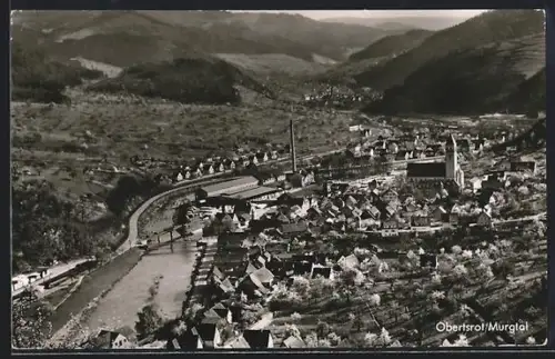 AK Obertsrot /Murg tal, Ortsansicht, Kirche, Fabrik