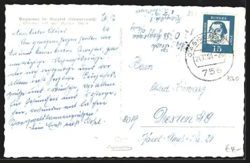 AK Gaggenau im Murgtal, Ortsansicht mit Kirche und umliegender Landschaft