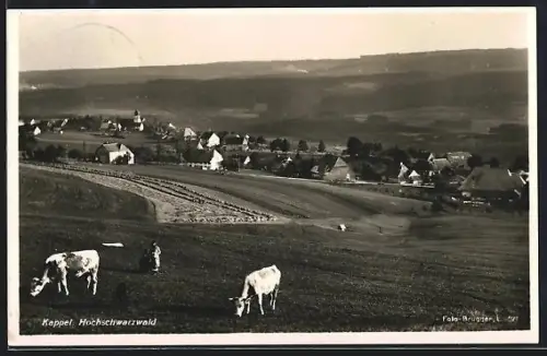 AK Kappel Hochschwarzwald, Ortsansicht mit Wiesen und Vieh
