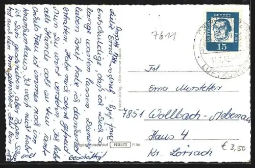 AK Oberharmersbach /Bad. Schwarzwald, Ortsansicht mit Kirche und Tal