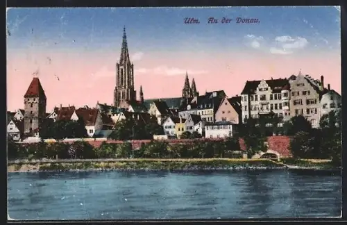 AK Ulm / Donau, Stadtansicht mit Münster an der Donau